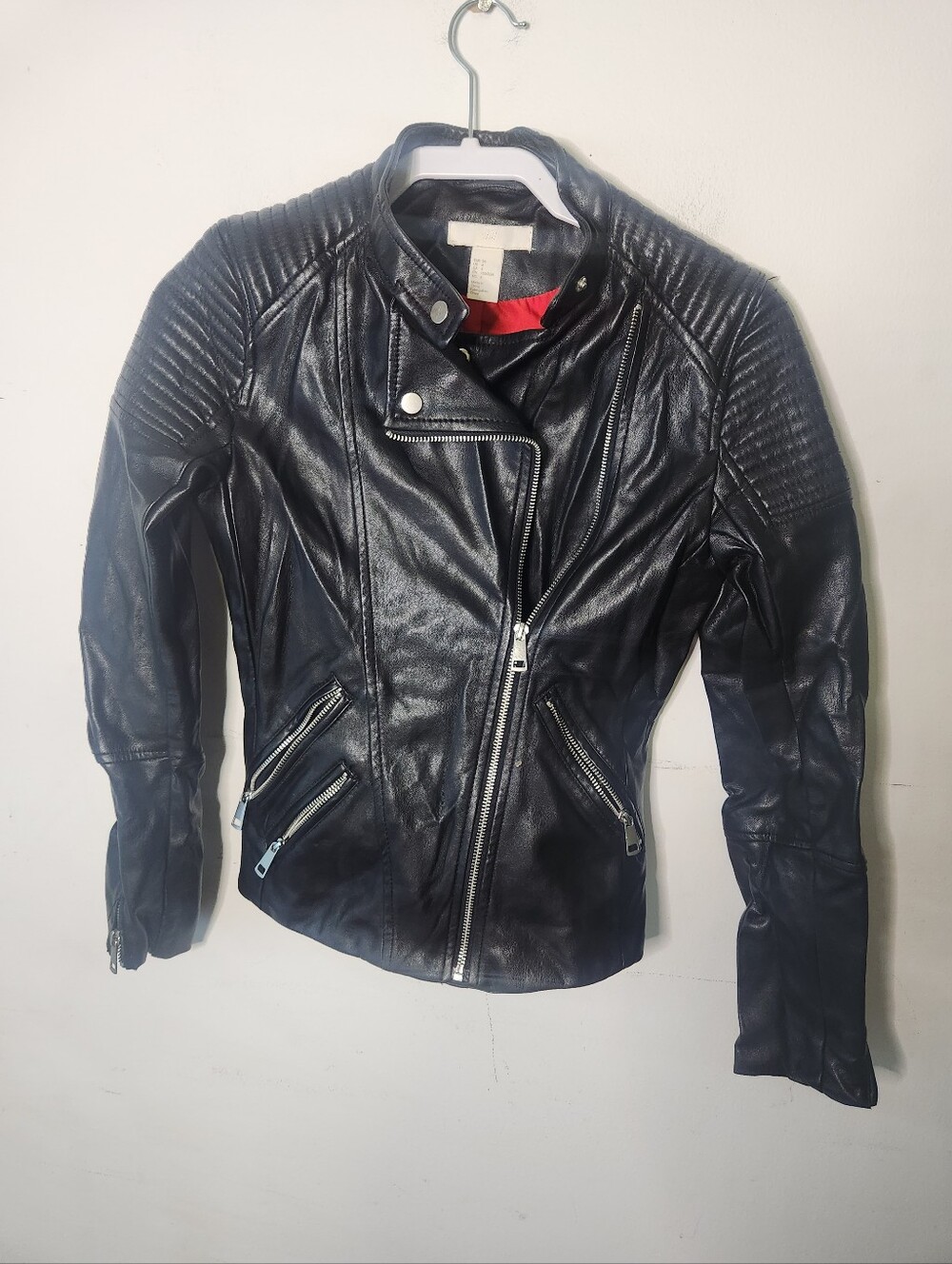 H&M Womens Faux Leather Biker Jacket Size 4